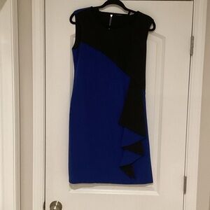 Colorblock Sleeveless Mini Dress in Royal Blue and Black